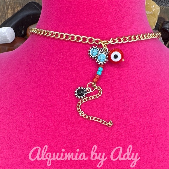 Alquimia Jewelry - Evil’s eye multiple charms gold necklace